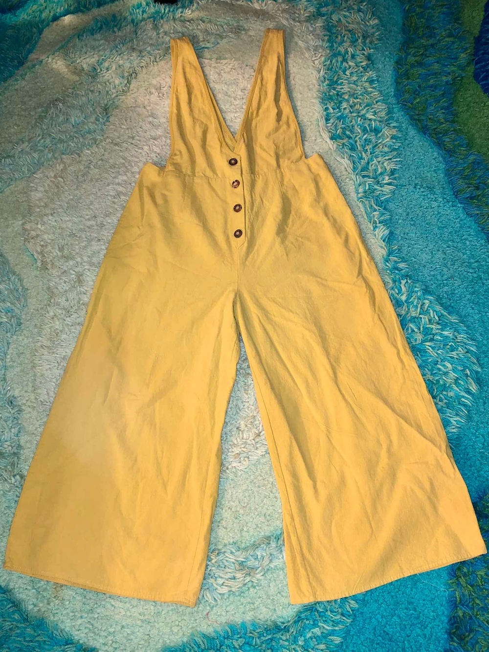 Sienna Sky Yellow Wide-Leg Button-Front Jumpsuit